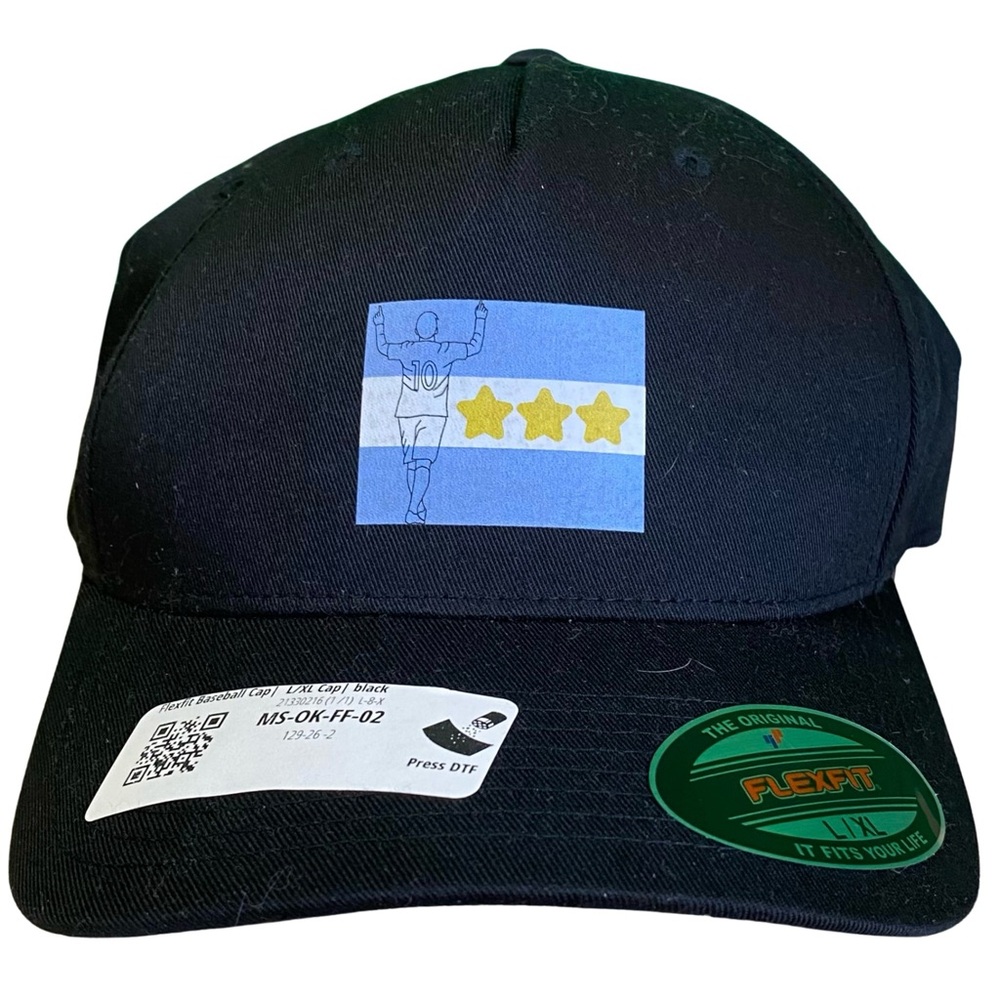 NEW | Flexfit Black Cap with Argentina Flag and MESSI Design